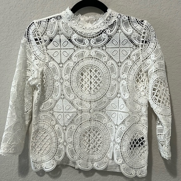 Anthropologie Tops - ANTHROPOLOGIE (NWOT) James Coviello White Lace Blouse, Size XS/P